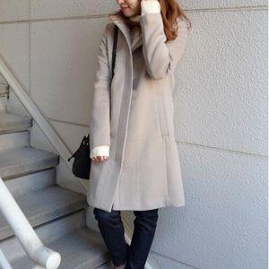 SHIPS Japanese Brand Wool Hooded Coat Pink Beige Size 38/Small